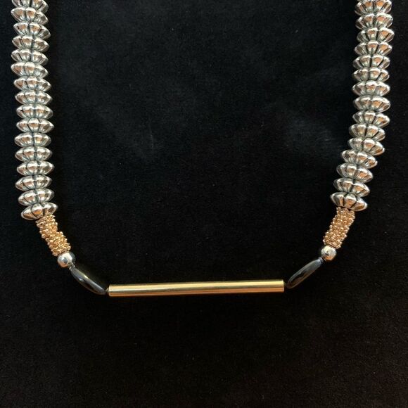 Long beaded necklace silver gold - Picture 6 of 6